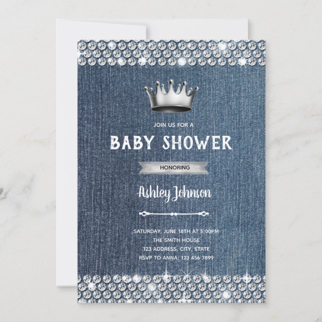 Invitación temática para la ducha de bebé de diama (Anverso)