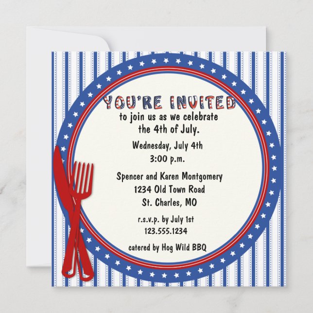 Invitación temática patriótica del fiesta (Anverso)