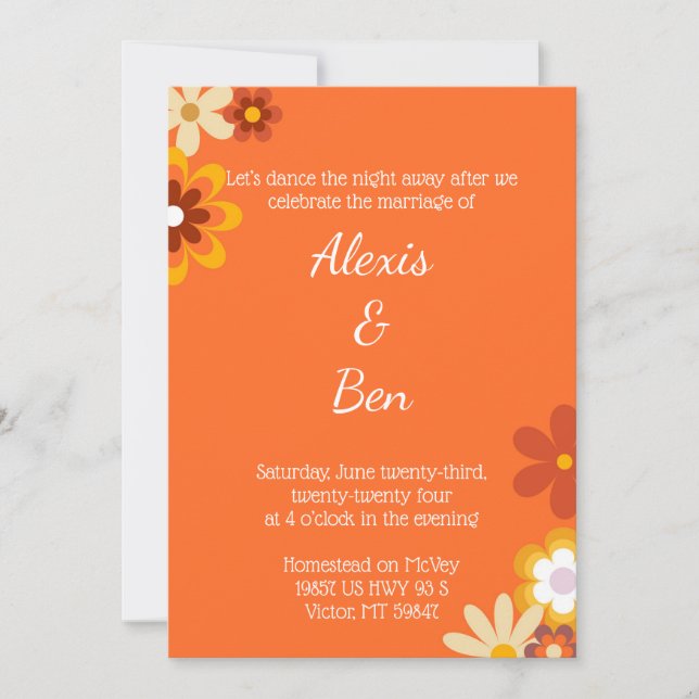 Invitación temática retro Poder floral de los años (Anverso)