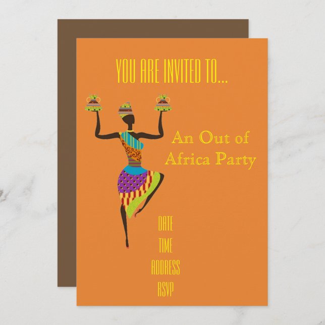 Invitación Temático africano fuera del fiesta de África (Anverso / Reverso)