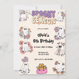 Invitación Temblorosa Temporada Cute Fantasma Floral Hallowee