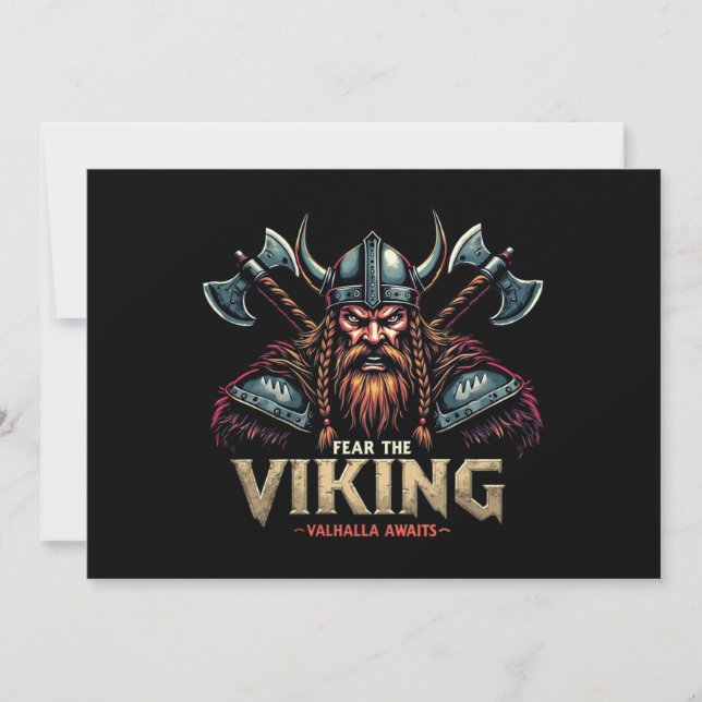 Invitación Temer Al Viktor Guerrero Nórdico Valhalla Awaits (Anverso)