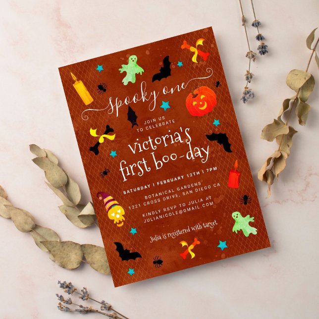 Invitación Temeroso Spooky Little Boo Halloween Cumpleaños (Subido por el creador)