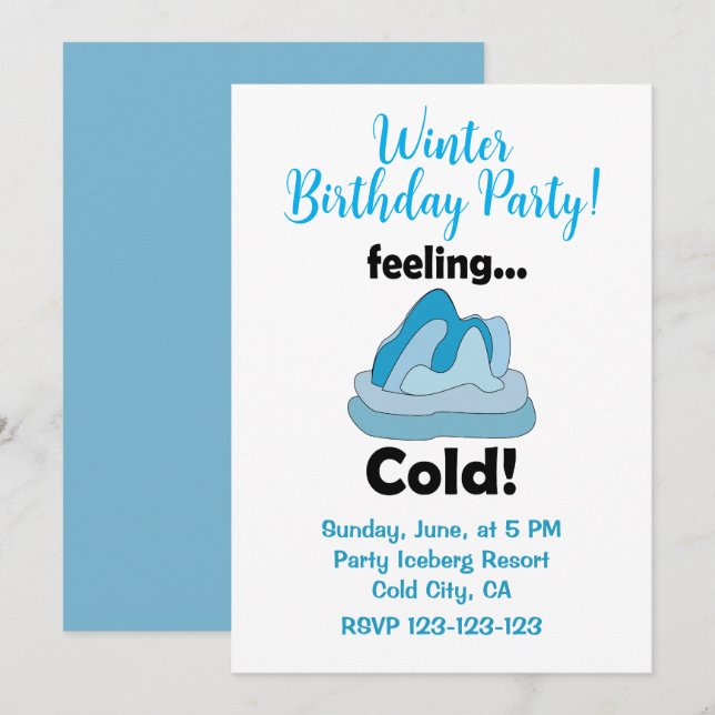 Invitación Témpano de glaciar sintiendo frío cumpleaños de in (Anverso / Reverso)