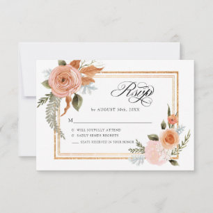 Invitación TEMPLATE Elegante Floral Borgoña Rubor Floral Gold