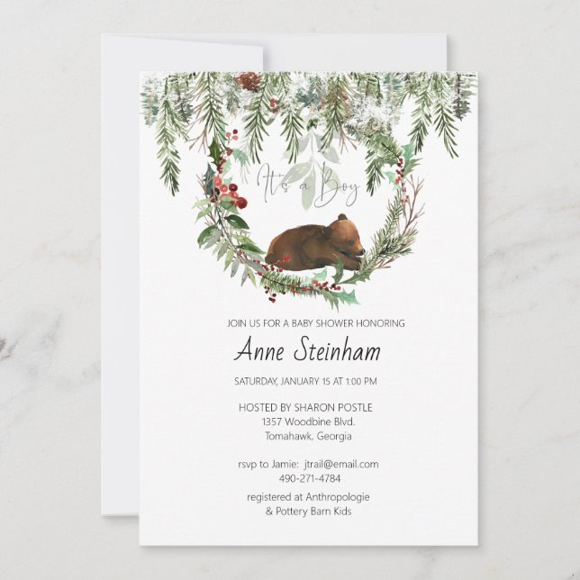 Invitación Temporada de invierno: Baby Boy Shower (Anverso)