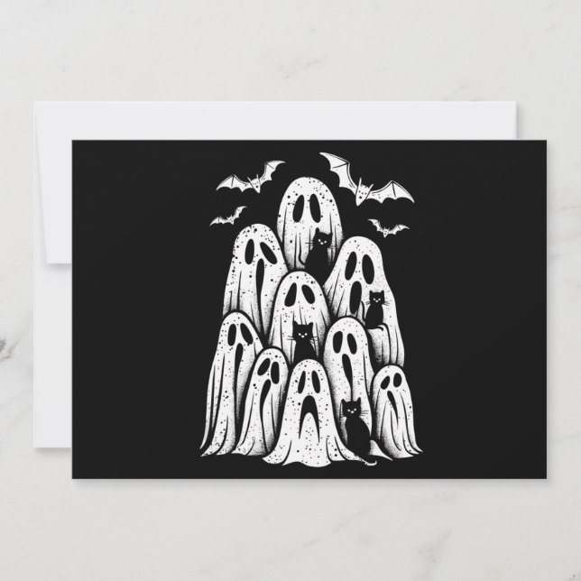Invitación Temporada de miedo en los gatos fantasma de Hallow (Anverso)