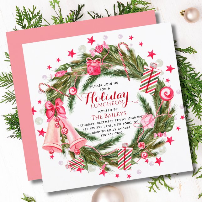 Invitación Temporada de vacaciones Navidades elegantes Floral (Subido por el creador)
