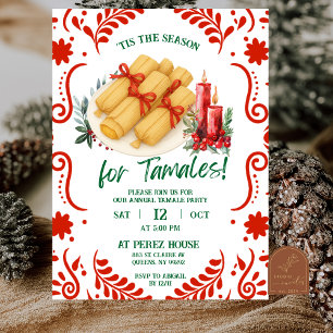 Invitación Temporada Mexicana para Tamales Fiesta de Navidad