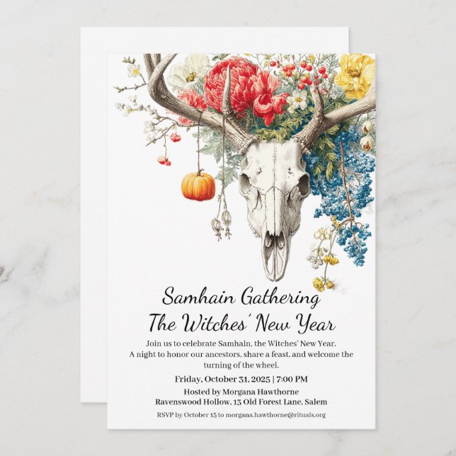 Invitación Temporadas Místicas | Año Nuevo de las Brujas de S (Anverso / Reverso)