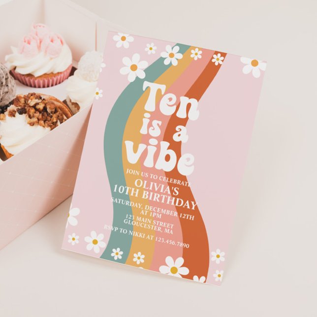 Invitación Ten es un arcoiris de vibe groovy 10 años (Subido por el creador)
