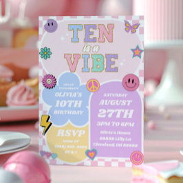 Invitación Ten is a Vibe Preppy Patch 10 cumpleaños