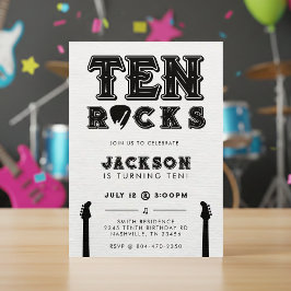 Invitación Ten Rocks Guitar Pick 10th Birthday Party