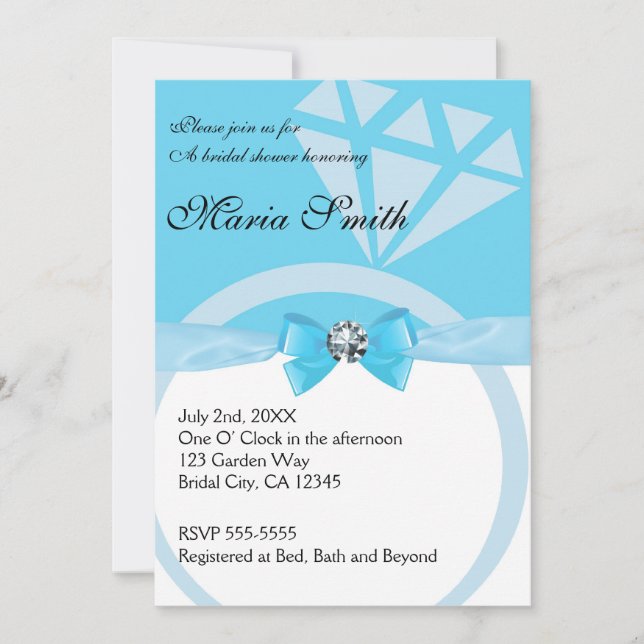 Invitación Tendencia Azul Boda Ducha Nupcial (Anverso)