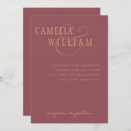 Invitación Tendencia Boda moderno Dusty Rosa Oro rosa