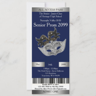 Invitación Tendencia de boleto de invitación, mascarada, fáci