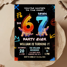 Invitación Tendencia de meme de grafiti 6 7 Cumpleaños Six Se