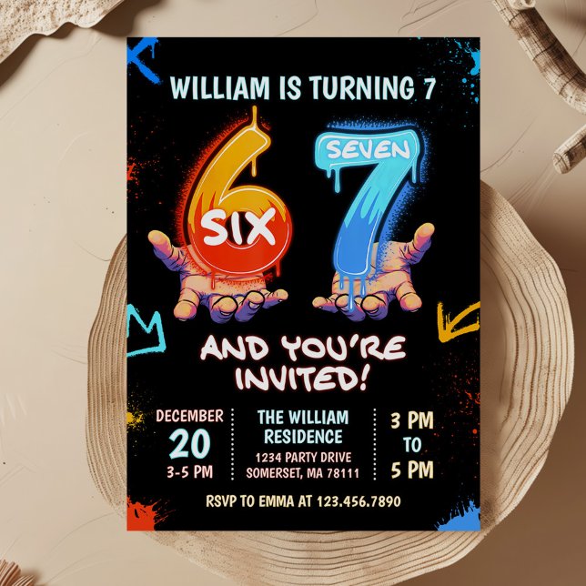 Invitación Tendencia de meme de grafiti 6 7 Fiesta de cumplea (Subido por el creador)