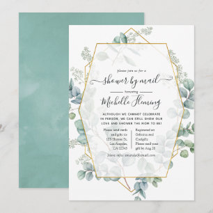 Invitación Tendencia Eucalipto Geométrico Baby Shower por cor