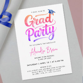 Invitación Tendencia Femenina Rosa Púrpura Degradado Pincel E