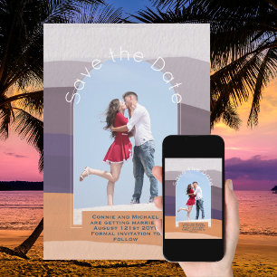 Invitación Tendencia Guardar la fecha   Foto Moda Naranja púr