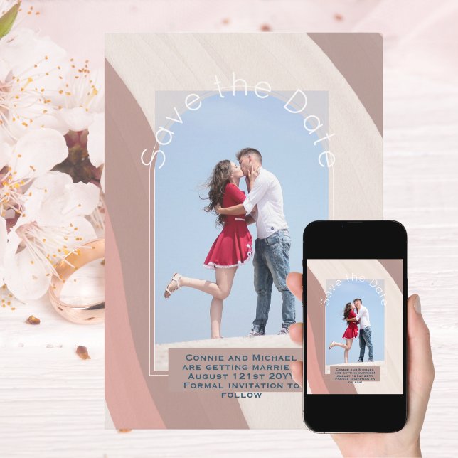 Invitación Tendencia Guardar la fecha | Foto Rosa rosado con  (Subido por el creador)