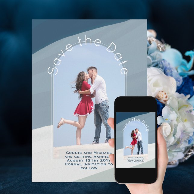 Invitación Tendencia Guardar la fecha | Fotografía Dusty Blue (Subido por el creador)