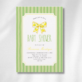 Invitación Tendencia Limón Lazo Citrus Verde Rayado Baby Show