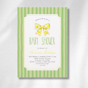Invitación Tendencia Limón Lazo Citrus Verde Rayado Baby Show
