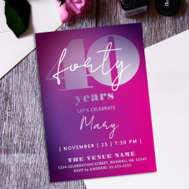 Invitación Tendencia Rosa Púrpura Tipografía Negrita Ombre Cu