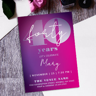 Invitación Tendencia Rosa Púrpura Tipografía Negrita Ombre Cu