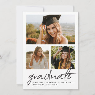 Invitación Tendencias Colage de fotos de graduado con letra m