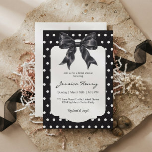 Invitación Tendencias de lunares de lazo negro para la desped