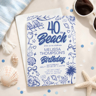Invitación Tendencias Dibujadas a Mano Garabato 40 Es Un Cump