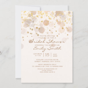 Invitación Tendencias en Bokeh de Oro sobre Ducha de Novia Bl