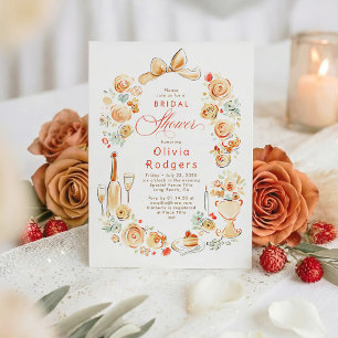 Invitación Tendencias Florales Caprichosas con Lazo Dibujado