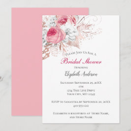 Invitación Tendencias Florales Rosa Blanco Dorado Rosa para F