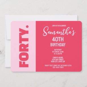 Invitación Tendencias modernas audaces rosa y rojo Cumpleaños