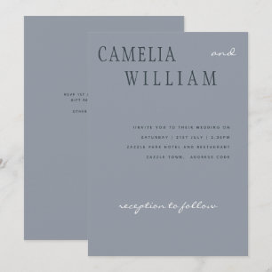 Invitación Tendencias Modernas Bodas Polvo Azul Blanco Texto