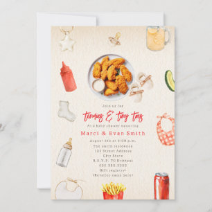 Invitación Tendergos de Pollo Deditos Bebé Ducha Neutral 