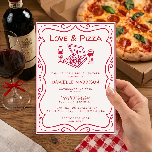 Invitación Tenderno Dibujado a Mano Amor & Pizza Despedida de (Subido por el creador)