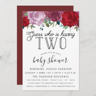 Invitación Tendy Floral Blooms Twins Baby Shower