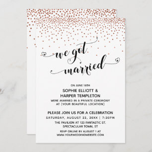 Invitación Tenemos Corazones Casados Script Copper Confetti F