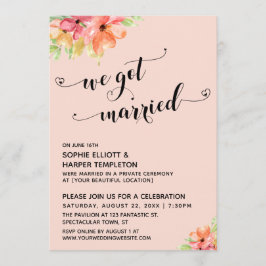 Invitación Tenemos Corazones Casados Script Rubor Florals