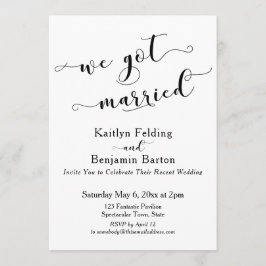 Invitación Tenemos el guión casado recepción en blanco y negr