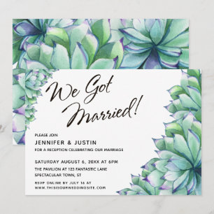Invitación Tenemos guión casado con suculentos acuarelas