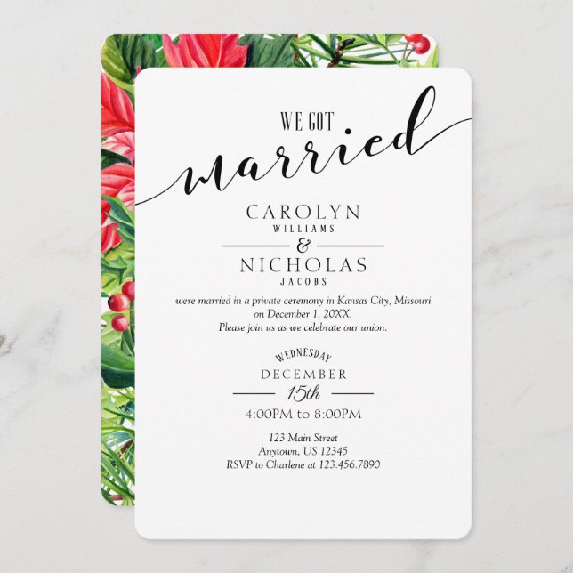 Invitación Tenemos La Fiesta De Boda De Navidades Casados (Anverso / Reverso)