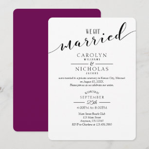 Invitación Tenemos La Fiesta De La Boda Blanca De Pluma Púrpu