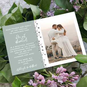 Invitación Tenemos Matrimonio Purpurina Foto Corazón Eucalypt