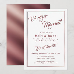 Invitación Tenemos Oro Rosa Casado Sobre Blanco, Recepción